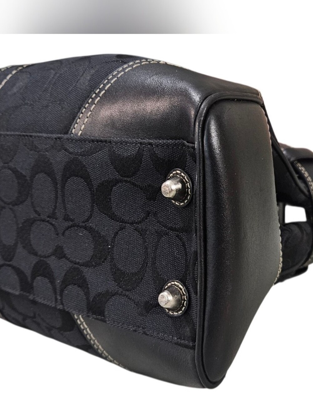 Coach Hampton Vintage 2006 Black Signature Canvas Tote with Silver Hardware - Picture 13 of 15